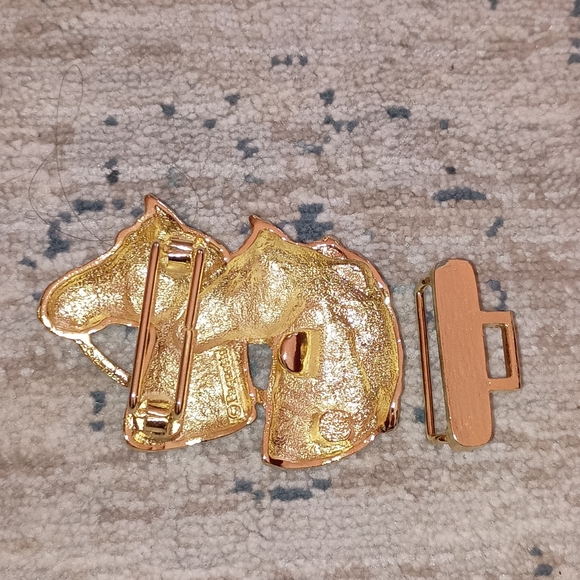 Vintage Douglas paquette Gold Double horse Head Buckle - Picture 6 of 6